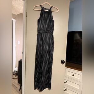 LOFT Black and White Polka Dot Jumpsuit
